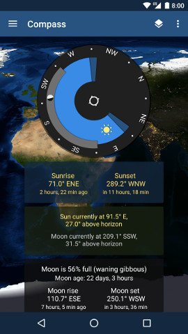 screenshot of terratime compass on Nexus 5